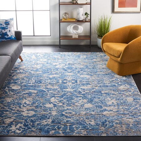 Safavieh 6 ft.-7 in. x 6 ft.-7 in. Shivan 100 Flat Weave Round Area Rug; Blue & Ivory SHV146M-7R